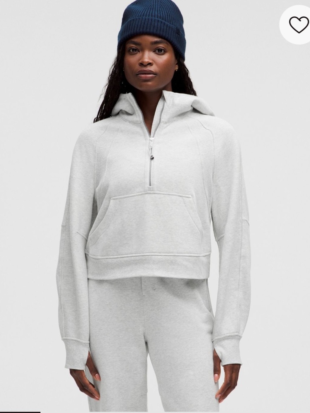 lululemon athletica Light Gray Half-Zip Hooded Pullover